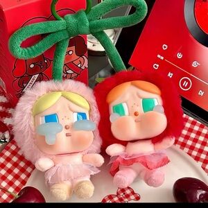 Charming Plush Doll Pair with Pink and Red Outfits